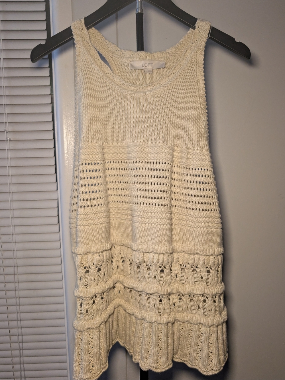 LOFT Ivory Crochet Knit Tank Dress